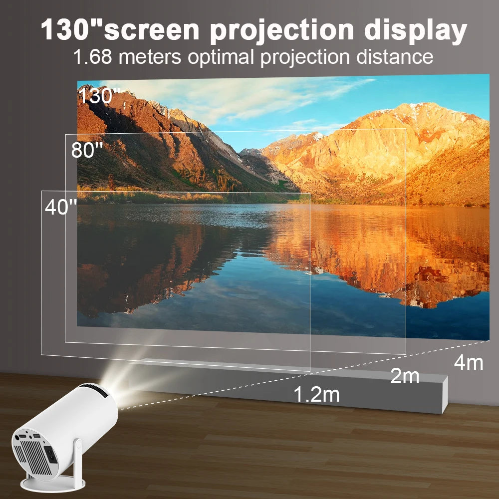 Projector HY300 Wifi6 260ANSI Android11.0 4K Allwinner H713 130"Screen BT5.0 1280*720P Home Theater Outdoor Portable